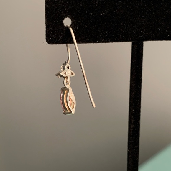 Sterling Silver Pink Crystal Drop Earrings - Picture 4 of 4